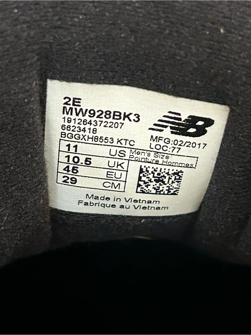 New Balance MW928BK3 928v3 Black Walking Shoes Men’s 11 2E Wide Leather